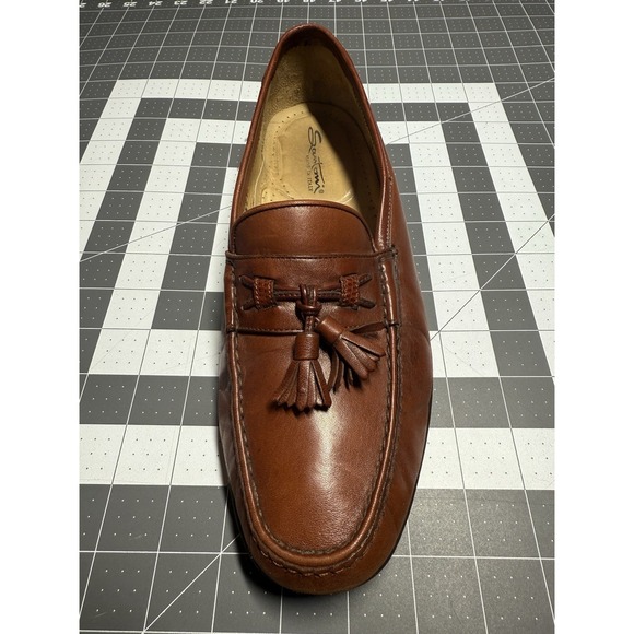 Santoni penny loafers Tassel Brown Leather Dress Mens Shoes Size‎ 8.5 EE main image 5